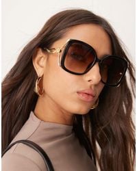 ASOS - – oversize-sonnenbrille mit schlangenbügel aus metall im 70er-design - Lyst