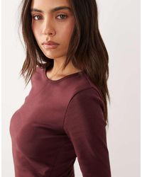 Gina Tricot - Jersey Rib Round Neck Long Sleeve Top - Lyst