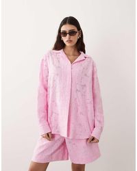 ARRANGE - Floral Jacquard Oversized Shirt Co-ord - Lyst