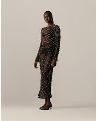 ARRANGE - Embellished Mesh Long Sleeve Maxi Dress - Lyst