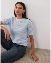 Mango - 100% Cotton Short Sleeve Knitted Top - Lyst