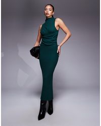 ASOS - Twist Front High Neck Midi Dress - Lyst
