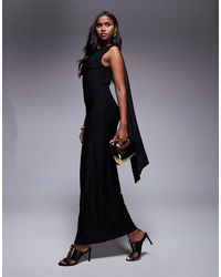 Fashionkilla - Double Sculpted Slinky High Neck Open Back Scarf Detail Maxi Dress - Lyst