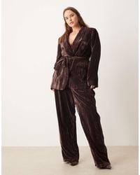 ASOS - Asos Design Curve Tailored Velvet High Waist Straight Leg Trousers Co-Ord - Lyst