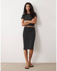 Mango - Feria Compact Knit Midi Skirt - Lyst