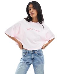 ONLY - Happy Place Graphic Print Cropped T-Shirt - Lyst