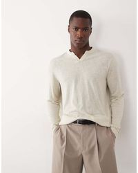 ASOS - Relaxed Long Sleeve T-shirt With Notch Neck - Lyst