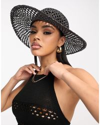 South Beach - Open Weave Wide Brim Hat - Lyst