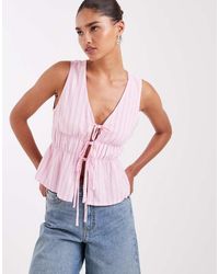 JJXX - Co-ord Linen Blend Tie Up Front Top - Lyst