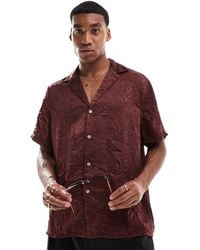 ASOS - Relaxed Fit Deep Revere Collar Crinkle Satin Shirt - Lyst