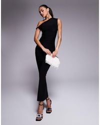 Kaiia - Exclusivité - - robe longue double épaisseur coupe près du corps à épaules dénudées et détail torsadé - Lyst