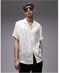 TOPMAN - Short Sleeve Regular Revere Grid Jaquard Shirt - Lyst