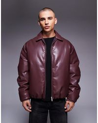 ASOS - Faux Leather Bomber Jacket - Lyst