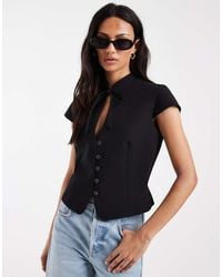 ASOS - Key Hole Mandarin Collar Tailored Top - Lyst