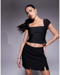 ASOS - Minigonna Nera Sartoriale Con Spacco - Lyst