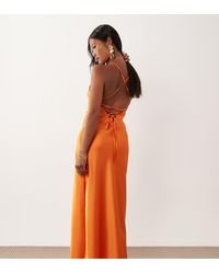Miss Selfridge - Maxi Slipdress Van Satijn Met Detail Op De Rug - Lyst