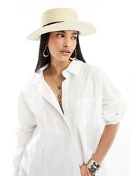 ASOS - Straw Boater Hat With Black Band - Lyst