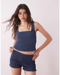 Collusion - Festival Denim Shirred Co-ord Booty Shorts - Lyst