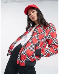 Love Moschino Heart Print Bomber Jacket - Red