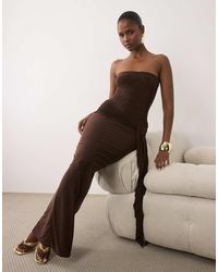 Missy Empire - Double Sculpted Slinky Bandeau Knot Front Detail Maxi Dress - Lyst