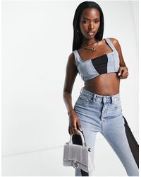 ASOS - Co-ord Denim Top With Mesh Detail - Lyst