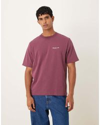 Abercrombie & Fitch - T-Shirt Premium A Maniche Corte Bordeaux Con Logo Sul Petto - Lyst