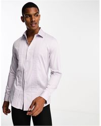 ASOS - Wedding Slim Sateen Shirt With Pleated Front - Lyst