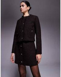 River Island - Boucle Button Front Mini Skirt - Lyst