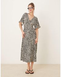 ASOS - Roll Sleeve Button Front Midi Tea Dress - Lyst