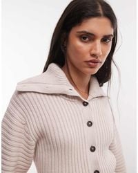 Monki - Cinched Knitted Collar Cardigan - Lyst