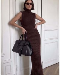 NA-KD - Knitted Wool Blend Turtleneck Maxi Dress - Lyst