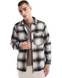 Only & Sons - Sobrecamisa Blanca Y Negra A Cuadros Con Cremallera De Tejido Con Lana De -Blanco - Lyst