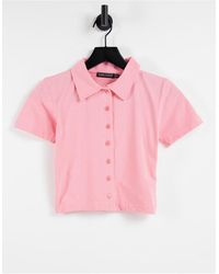 I Saw It First Short Sleeve Polo Top - Pink