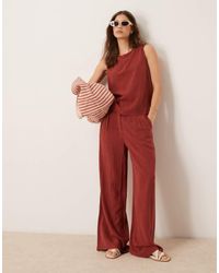 ASOS - Linen Pleat Front Wide Leg Trousers Co-ord - Lyst
