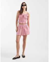 Aray - Strandshort Met Rode Gingham Ruit - Lyst