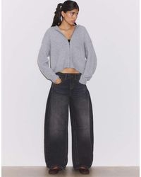 Stradivarius - Zipped Hooded Knit Cardigan - Lyst