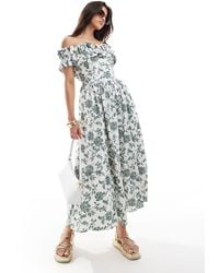 Abercrombie & Fitch - Off The Shoulder Ruffle Midi Dress - Lyst