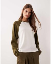 ASOS - Raglan Long Sleeve Waffle-knit Top - Lyst