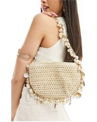 South Beach - Sac porté épaule en crochet avec perles fantaisie et coquillages - Lyst