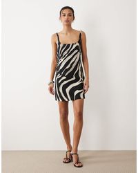 Mango - – minikleid mit u-ausschnitt und zebramuster - Lyst