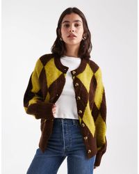 ASOS - – kastige oversize-strickjacke mit argyle-rautenmuster - Lyst