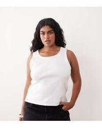 ARRANGE - Curve Ribbed Vest With Raw Cotton Trim - Lyst
