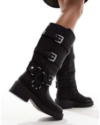 ASOS - Captain Multi-buckle Biker Knee Boots - Lyst