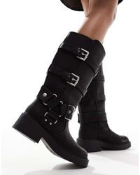 ASOS - Captain Multi-buckle Biker Knee Boots - Lyst