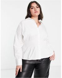 ONLY - Camisa blanca amplia con detalle fruncido - Lyst
