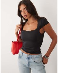 ASOS - Slinky Cap Sleeve Top With Lace Trim - Lyst