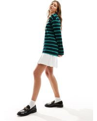 ASOS - 2 In 1 Long Sleeve Sweat Dress With Pleat Skirt In Stripe - Lyst