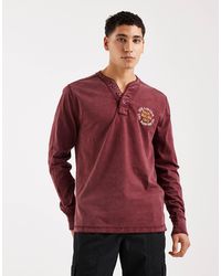 Hollister - Long Sleeve Front Graphic Henley Top - Lyst