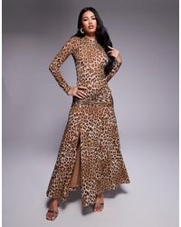 Bardot - Lea Printed Mesh Midi Dress - Lyst
