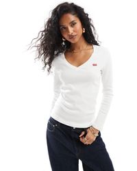 Levi's - T-shirt à manches longues avec petit logo et col v - Lyst